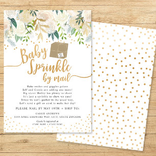 White Floral Baby Sprinkle per baby shower Kaart