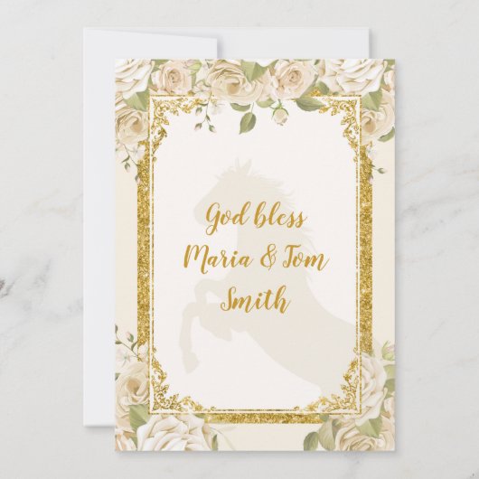 White Floral Baptism Fiesta Twin Boy and Girl Kaart (Achterkant)