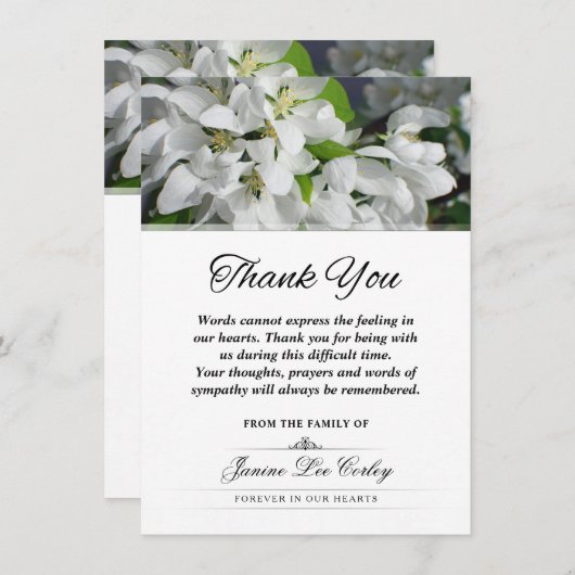 White Floral bedankt sympathie voor begrafenisexpr (Voorkant / Achterkant)