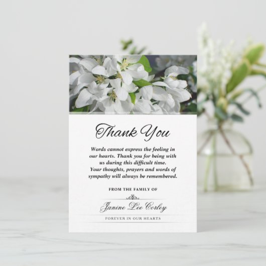White Floral bedankt sympathie voor begrafenisexpr (Staand voorkant)