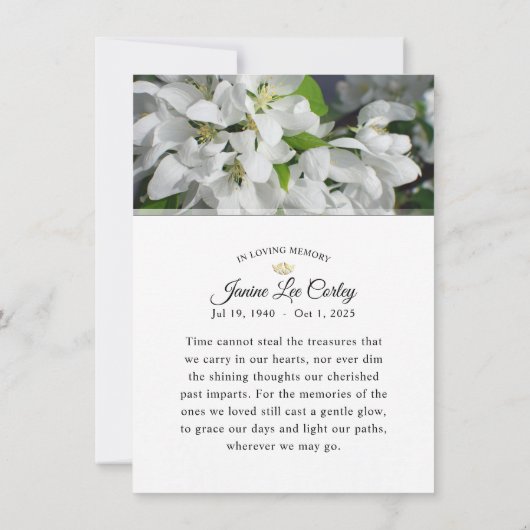 White Floral bedankt sympathie voor begrafenisexpr (Achterkant)