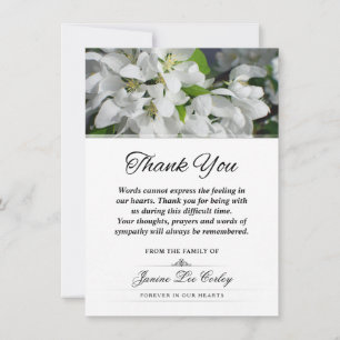 White Floral bedankt sympathie voor begrafenisexpr