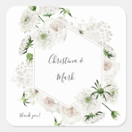 White Floral bedankt Vierkante Sticker