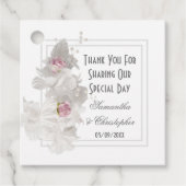 White floral Bedankt voor je bruiloft Bedankjes Labels (Voorkant)