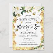White Floral Bee Thormed Baby shower Invitation Kaart (Voorkant)