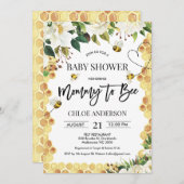 White Floral Bee Thormed Baby shower Invitation Kaart (Voorkant / Achterkant)