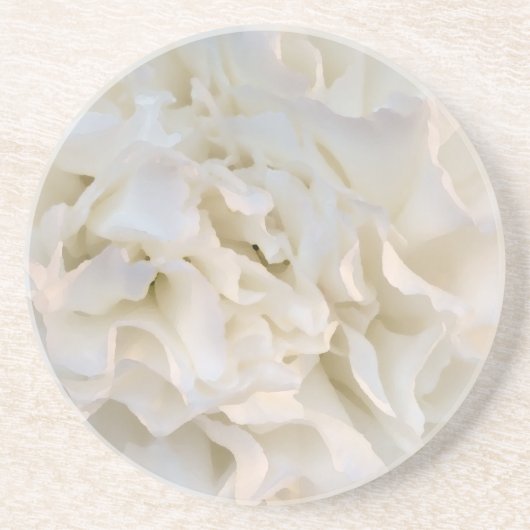 White Floral Beverage Coaster Zandsteen Onderzetter (Voorkant)