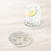 White Floral Beverage Coaster Zandsteen Onderzetter (Zijkant)