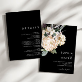 White Floral | Black All-in-One Weddenschap Kaart