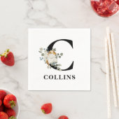 White Floral Black Monogram C Servet (Insitu)