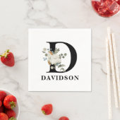 White Floral Black Monogram D Servet (Insitu)