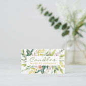 White Floral Bloom Handmade Candle & Soy Wax Melt Visitekaartje (Staand voorkant)