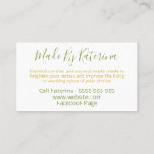 White Floral Bloom Handmade Candle & Soy Wax Melt Visitekaartje (Achterkant)