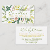 White Floral Bloom Handmade Candle & Soy Wax Melt Visitekaartje (Voorkant / Achterkant)