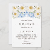 White Floral Blue Hydrangea Garden Baby shower Kaart (Voorkant)