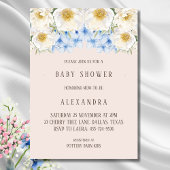 White Floral Blue Hydrangea Garden Baby shower Kaart