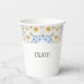 White Floral Blue Hydrangea Garden Baby shower Papieren Bekers (Achterkant)