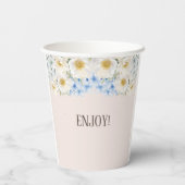 White Floral Blue Hydrangea Garden Baby shower Papieren Bekers (Achterkant)