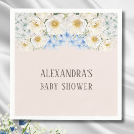White Floral Blue Hydrangea Garden Baby shower Servet