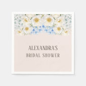 White Floral Blue Hydrangea Garden Vrijgezellenfee Servet (Voorkant)