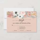 White Floral Boho Pampas Grass Tropical Palm RSVP (Voorkant)