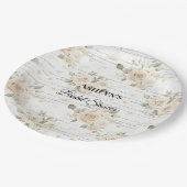 White Floral Boho Vrijgezellenfeest Papieren Bordje (Gekanteld)
