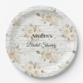 White Floral Boho Vrijgezellenfeest Papieren Bordje (Voorkant)