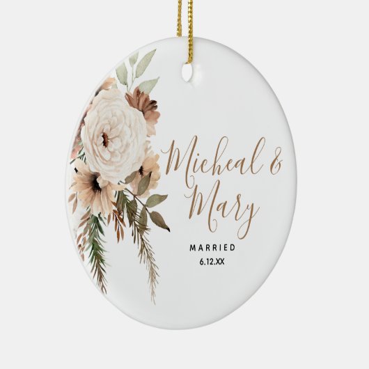 White Floral Boho Wedding Ornament Gift (Rechts)
