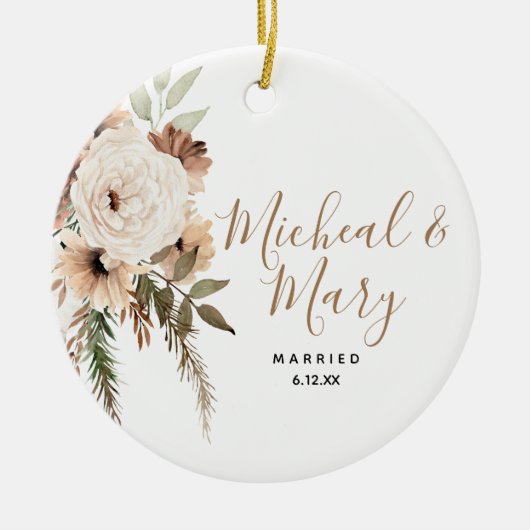 White Floral Boho Wedding Ornament Gift (Voorkant)