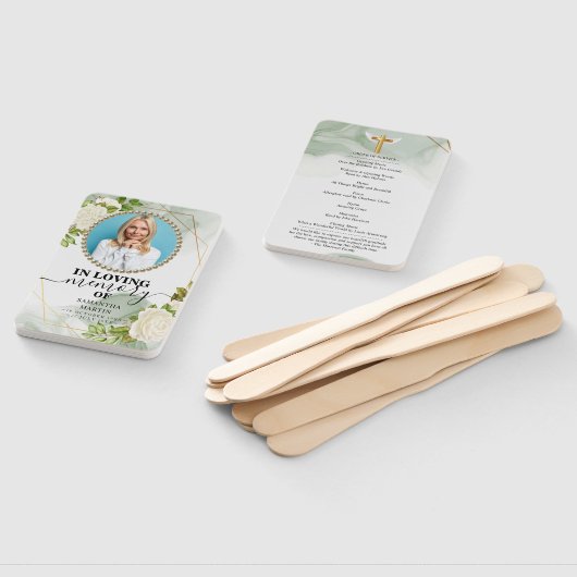 White Floral Botanical Celebration of Life Handwaaier (Niet-gemonteerd)