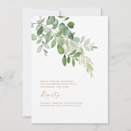 White Floral Botanical Eucalyptus Vrijgezellenfees Kaart (Achterkant)