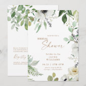 White Floral Botanical Eucalyptus Vrijgezellenfees Kaart (Voorkant / Achterkant)