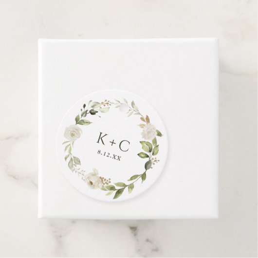 White Floral Botanical Greenery Wedding Bedankjes Labels (In situ)