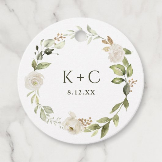 White Floral Botanical Greenery Wedding Bedankjes Labels (Voorkant)