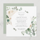 White Floral Botanical Hen Party Weekend Invite Kaart (Voorkant / Achterkant)