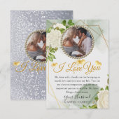 White Floral Botanical Photo Wife Jubileum Kaart (Voorkant / Achterkant)