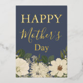 White Floral Bouquet/Moederdag Folie Feestdagenkaart (Voorkant)