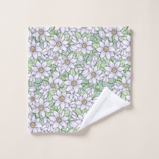  White Floral Bouquet Pattern-ontwerp Bad Handdoek (Wasdoekje)