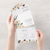 White Floral Bouquet Photo Seal and Send All In One Uitnodiging (Afscheurbaar)