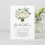 White Floral Bouquet Spring Vrijgezellenfeest Kaart (Staand voorkant)