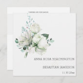 *~* White Floral Bouquets AR15 QR + RSVP Wedding Kaart (Voorkant / Achterkant)