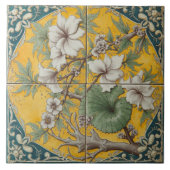 White Floral Branch Ceramic Tile Tegeltje (Voorkant)