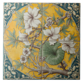 White Floral Branch Ceramic Tile Tegeltje