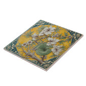 White Floral Branch Ceramic Tile Tegeltje (Zijkant)