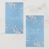 White Floral Branch Winter Blue Elegant Chic Visitekaartje (Voorkant / Achterkant)