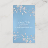 White Floral Branch Winter Blue Elegant Chic Visitekaartje (Achterkant)
