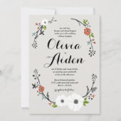 White Floral Branch Wreath | Weddenschap Kaart (Voorkant)