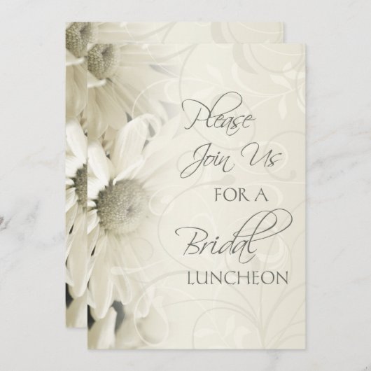 White Floral Bridal Luncheon Invitation Cards Kaart (Voorkant / Achterkant)