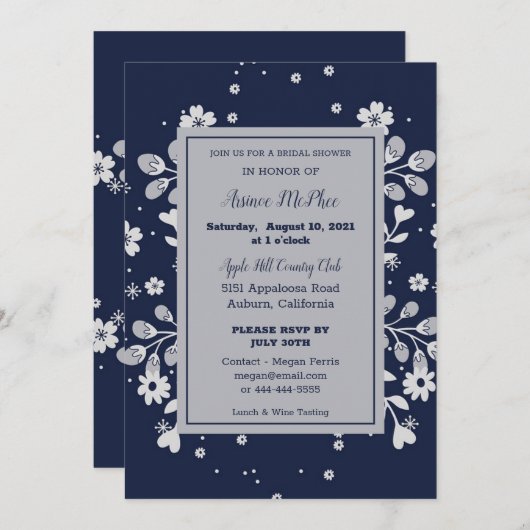 White Floral Bridal Shower Kaart (Voorkant / Achterkant)