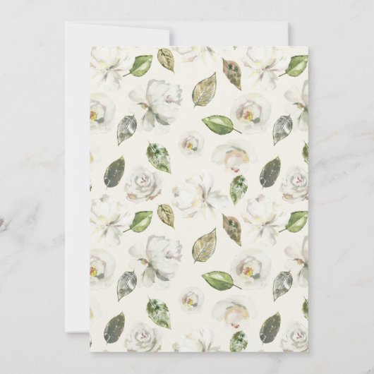 White Floral Bridal Shower Kaart (Achterkant)